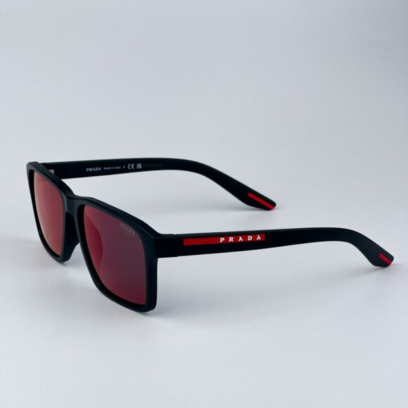 Prada Linea Rossa PS05YS 1BO10A BRAND NEW Sunglasses Matte Black Grey Red Unisex - Picture 5 of 10